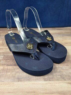 Lindsay Phillips Navy Allie Wedge Flip Flops
